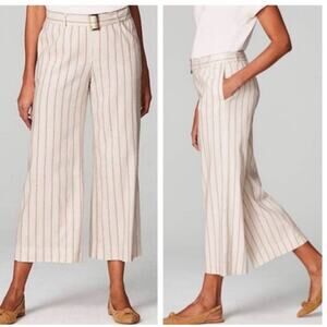J. Jill Wide Leg Striped Stretch Belted Linen
Pant Cream Pink Brown XS Petite